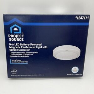 Project Source 9-in LED Battery Flushmount Light Motion Sensor 1247171 White